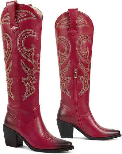 Miniatura 3 de wetkiss Botas vaqueras para mujer, hasta la rodilla, botas vaqueras para mujer, con diamantes de imitación, cómodas, a la moda, altas y brillantes