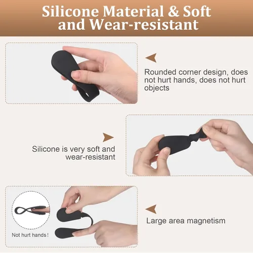 Miniatura 18 de Clip magnético para sombrero para viajes, 2 soportes de silicona color caqui claro para bolsos, bolsos, equipaje y sombreros de playa, clip