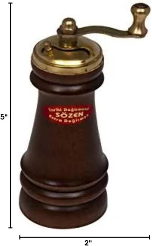 Miniatura 9 de Sozen - Molinillo de pimienta manual de madera, molinillo de pimienta turca manual de 5 pulgadas con rebabas de acero inoxidable, molinillo