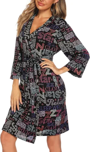 Miniatura 4 de ENJOYNIGHT Conjunto de bata sexy con cuello en V de 2 piezas para mujer, camisón de lencería con batas, conjunto de pijama de encaje