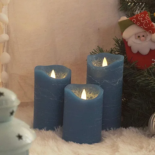 Miniatura 4 de iZAN - Juego de 3 velas sin llama de cera real, funcionan con pilas, LED, pilar parpadeante, velas eléctricas realistas, juego de regalo con control