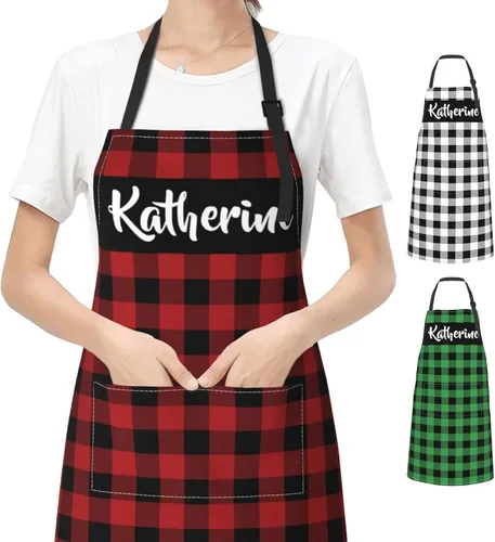 Miniatura 10 de Delantales de cocina personalizados para hombres y mujeres con bolsillos, personalizable, foto, logotipo, imagen, nombre, chef cocinero, delantal