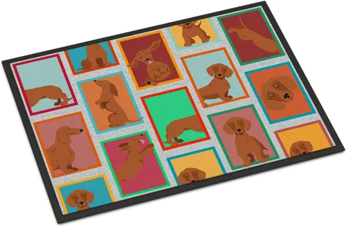 Miniatura 170 de Caroline's Treasures MLM1149MAT - Felpudo rojo Border Collie de 18 x 27 pulgadas, para interiores y exteriores, para entrada, antideslizante, Border