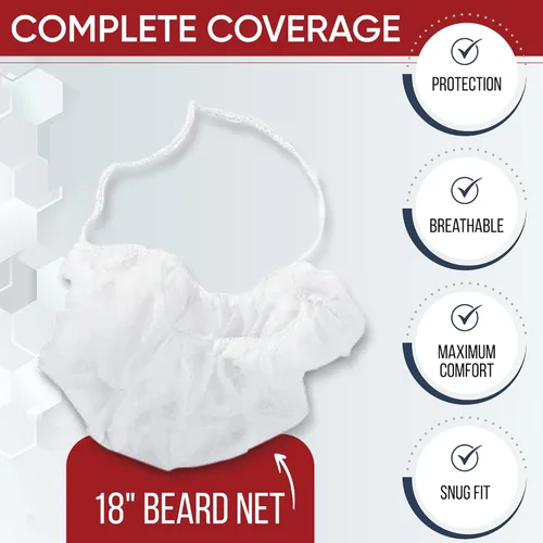 Miniatura 5 de Medical Nation Paquete de 100 redes desechables para barba para hombres, cubiertas de barba de cobertura completa, protectores de barba