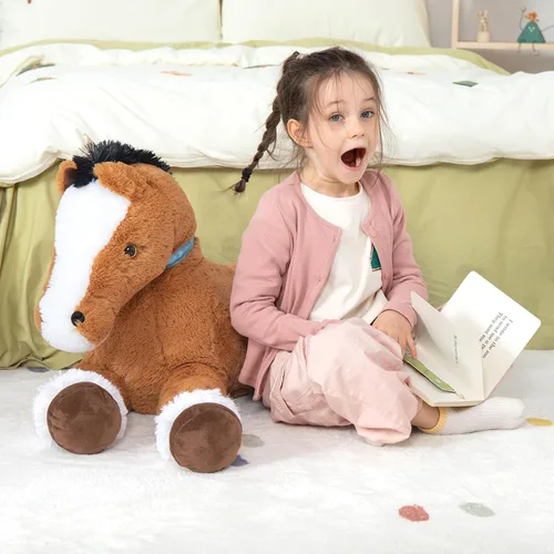 Miniatura 5 de MaoGoLan Peluche de caballo grande para niño, juguete de peluche de caballo grande para niña y niño, poni hinchable para niños, almohada de peluche