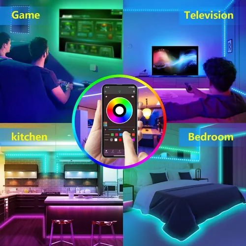 Miniatura 4 de NBBUFF 1M Bedroom LED Strip Lights, Smart APP and Remote Control, Music Sync Color Change, Timing, USB Powered, Cuttable, for Bedroom Room Wall