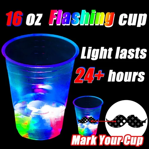 Miniatura 2 de Vasos de fiesta brillantes de 16 onzas para diversión de eventos en interiores y exteriores, tazas intermitentes iluminadas para eventos nocturnos
