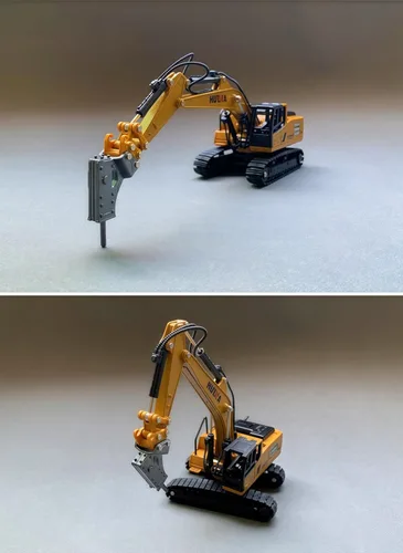 Miniatura 8 de Gemini & Genius - Excavadora de taladro resistente para obras de construcción, juguetes de vehículos a escala 1:60, excavadora y perforadora