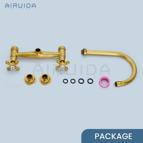Miniatura 9 de Airuida Grifo de fregadero de cocina de montaje en pared, grifo central de 8 pulgadas, grifo de cocina comercial montado en la pared, mezclador