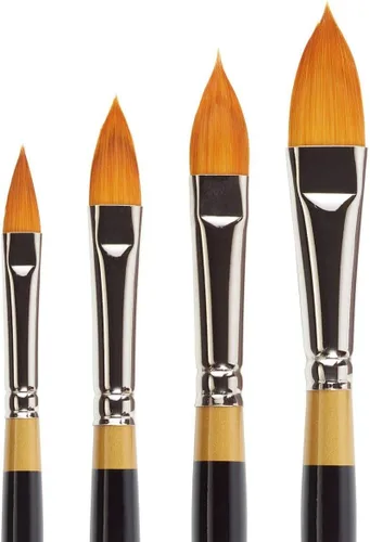Miniatura 2 de KINGART Original Gold 9930 Series, Golden Taklon Oval Floral Petal Artist Brush (juego de 4) Negro, B-100
