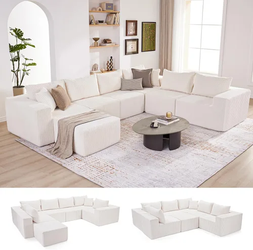 Miniatura 36 de Sofá modular de 108 pulgadas, sofá modular de nube con asiento profundo, moderno sofá modular en forma de L con diván, sofás tapizados sin hueso