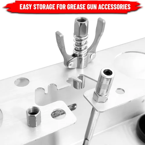 Miniatura 4 de Pit Posse PP3363 Soporte de tubo para pistola de grasa de mano, fabricado en Estados Unidos, con capacidad para 2 pistolas de grasa, organizador