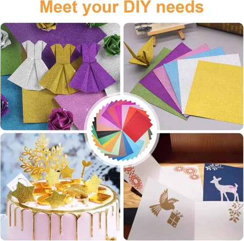 Miniatura 6 de 40 hojas de cartulina con purpurina de 20 colores, cartulina de papel BetyBedy Cricut, purpurina brillante sin desprendimiento, papel A5