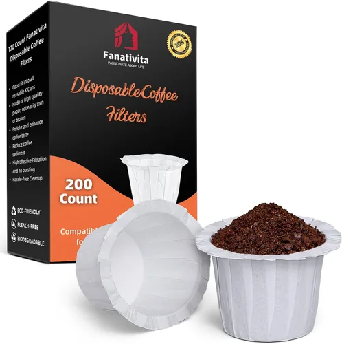 Miniatura 7 de 100 unidades de filtros de café K Cup desechables Fanativita para taza única Keurig, compatibles con todas las K Cup reutilizables (blanco)