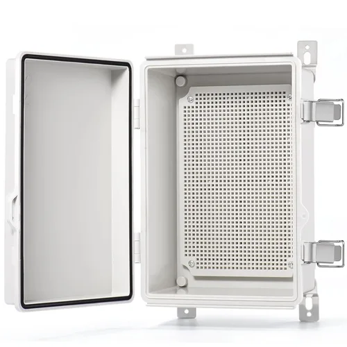 Miniatura 20 de QILIPSU - Caja de conexiones de acero inoxidable con tapa, bisagras y placa de montaje, universal, impermeable IP67, plástico ABS, gris, recinto