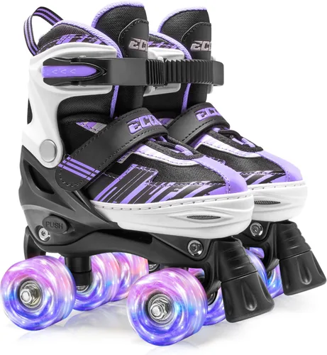Miniatura 11 de Patines de ruedas para niñas y niños de 4 a 12 años, patines ajustables para niños pequeños de 4 tamaños, ruedas iluminadas para principiantes