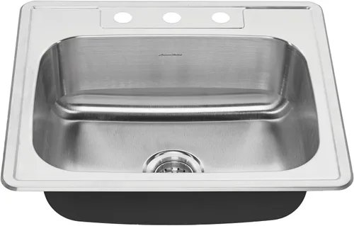 American Standard 22SB.6252283S.075 Colony Top Mount Ada 25x22 Solo Tazón Acero Inoxidable 3 Agujeros Fregadero de Cocina