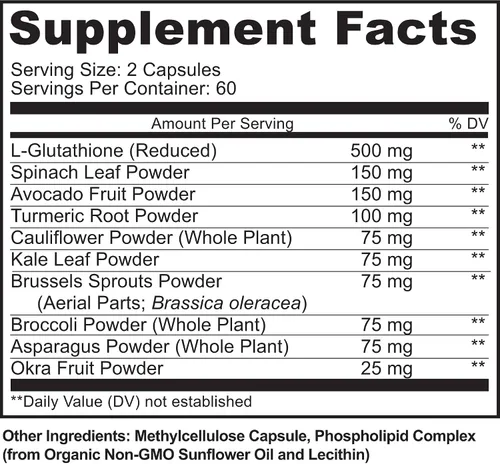 Miniatura 2 de Suplemento de glutatión liposomal de 500 mg – L glutatión puro (GSH) reducido – Forma activa, hecho con alimentos integrales orgánicos, complejo
