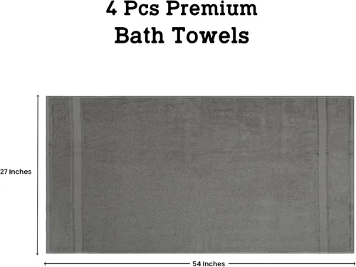 Miniatura 4 de Casa Lino Juego de 4 toallas de baño color gris plateado (54 x 27 pulgadas), toallas de baño grandes, toallas de baño 100% algodón para baño
