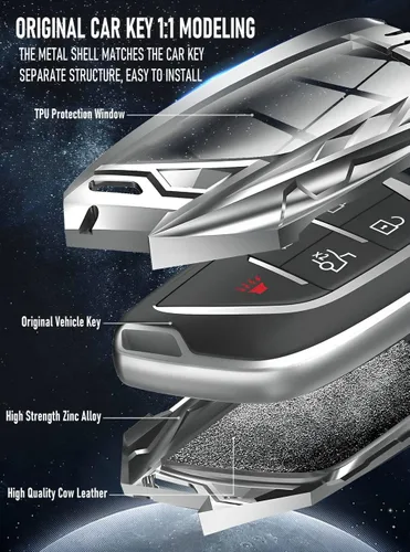 Miniatura 5 de Funda para llavero de Corvette C8, estuche soporte protector de llave inteligente 2020 2021 2022, Gris, Moderno