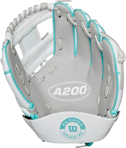 Miniatura 3 de Wilson A200 - Guantes de béisbol para jóvenes Plata/blanco/verde azulado