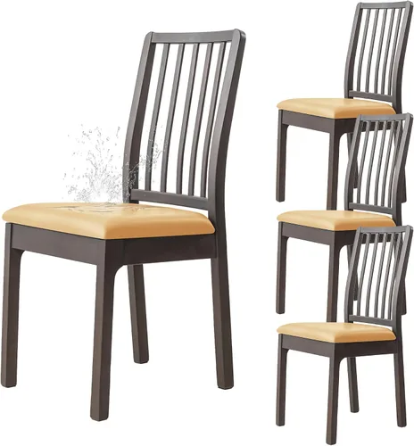 Miniatura 17 de Dimatic Juego de 2 fundas de asiento para silla, de piel sintética, impermeables, fundas elásticas para sillas de comedor, fundas protectoras