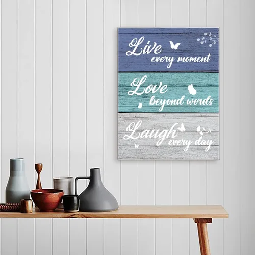 Miniatura 4 de Letrero con cita en lienzo enmarcado con texto en inglés "Live Love Laugh Love", decoración de pared para el hogar, cocina, comedor, sala de estar