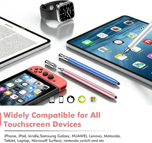 Miniatura 7 de Lápiz óptico para pantalla táctil, lápiz capacitivo de goma 3 en 1, alta sensibilidad y precisión, lápiz capacitivo universal compatible con iPad