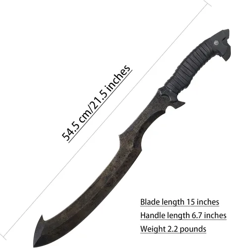 Miniatura 2 de SV Espada de corte artesanal hecha a mano de manganeso y acero, de tang completo, para exteriores, caza, camping, senderismo, supervivencia