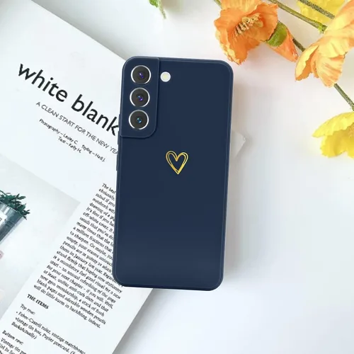 Miniatura 7 de Wirvyuer Funda para Samsung Galaxy S22, bonita funda delgada a prueba de golpes con soporte de carga inalámbrica y protección, azul marino