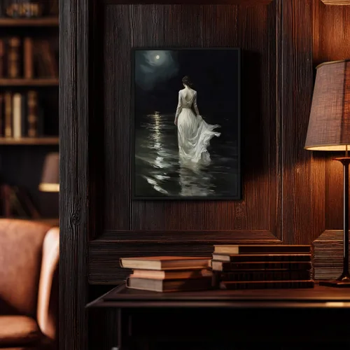Miniatura 8 de Arte de pared enmarcado de mujer melancólica Arte de pared de academia oscura Pintura decorativa victoriana gótica Arte de mujer en impresión