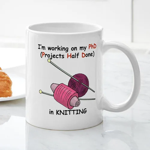 Miniatura 5 de CafePress Knitting Phd (Projects Half D Mug 11 oz (11.0 fl oz) Taza de café de cerámica