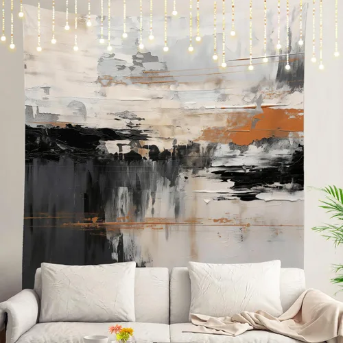 Miniatura 145 de Shrahala Tapiz de pared de hojas de arce otoñal, hojas rojas llameantes, fondo negro, tapiz grande para colgar en la pared, tapiz decorativo