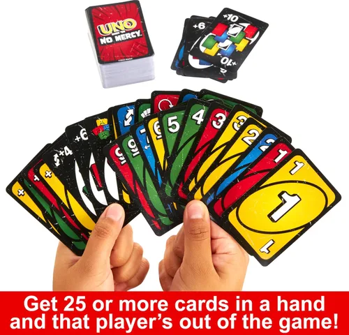 Miniatura 5 de Mattel Games UNO Show 'em No Mercy - Juego de cartas en lata de almacenamiento y viaje para niños, adultos y noche familiar con tarjetas