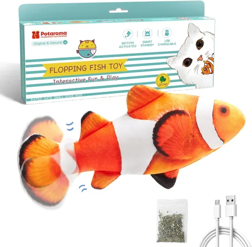 Miniatura 7 de Potaroma - Juguetes para gatos con SilverVine y menta de gato, pescado en movimiento flexible para perros pequeños, de ejercicio, interactivos