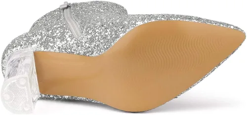 Miniatura 6 de Allegra K Botines transparentes con purpurina para mujer, Claro