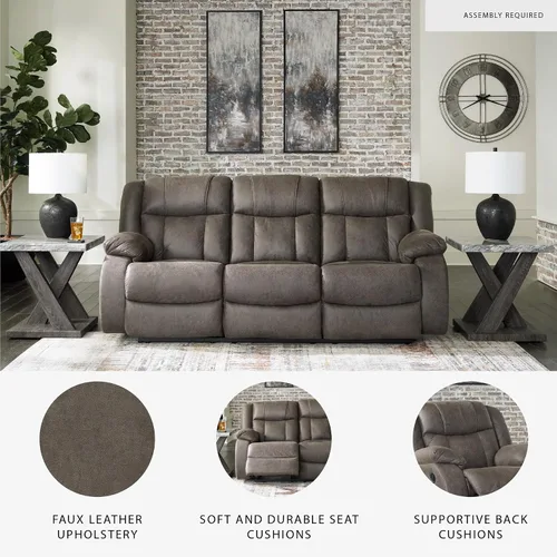 Miniatura 4 de Signature Design by Ashley First Base - Sofá reclinable manual de piel sintética contemporánea, color gris