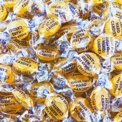 Caramelos duros de caramelo de mantequilla sin azúcar, bolsa de 1 libra, envueltos individualmente, sin gluten, aptos para dieta keto y diabética,