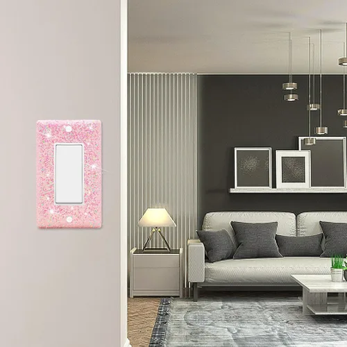 Miniatura 5 de Dengduoduo Placas de pared, cubierta decorativa para interruptor de luz, cubierta de pared brillante con purpurina brillante, placa de pared de una