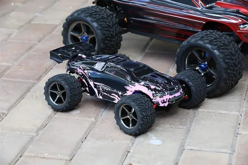 Miniatura 4 de SummitLink Reemplazo de cuerpo personalizado compatible con color rosa fangoso sobre negro para automóvil o camión RC escala 1/16