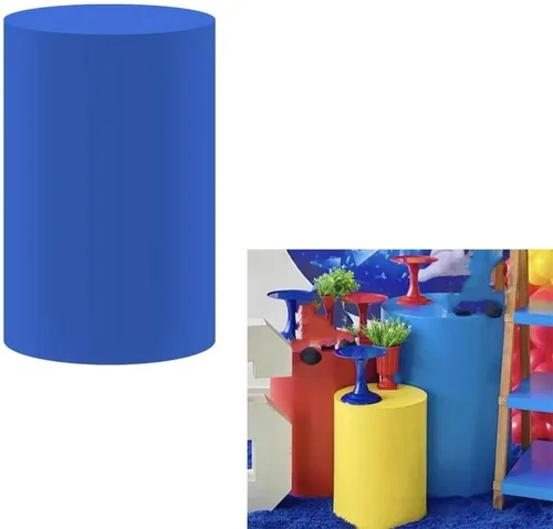 Fundas de tela con soporte cilíndrico de color liso azul para fiestas, cubierta de pedestal, fiesta de cumpleaños, baby shower, pasteles, decoración