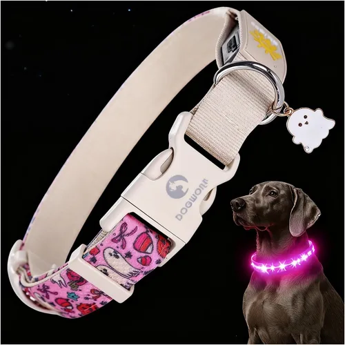 Miniatura 7 de DOGWONG Collar de perro con luz LED para Halloween, recargable e impermeable, collares de perro iluminados para otoño para caminar por la noche