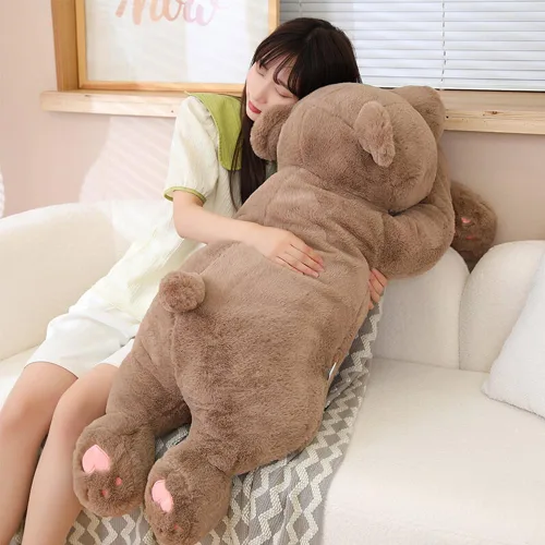 Miniatura 9 de SNOWOLF Animales de peluche de oso con peso, Almohada de peluche de oso marrón de 23.6", Juguetes de peluche súper lindos kawaii, Regalos