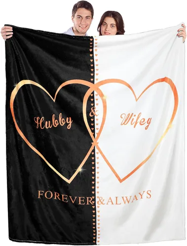 Miniatura 8 de Ganeen Manta de boda para parejas, marido y esposa, 60 x 50 pulgadas, regalo de compromiso, aniversario, matrimonio, para novia, novio, recién Beige