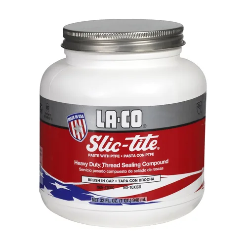 LA-CO 42049 Slic-Tite Pasta selladora de rosca premium con PTFE, no se endurece, -50 a 500 grados F de temperatura, frasco de 1 cuarto de galón con