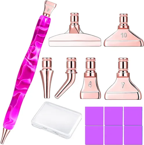 Miniatura 7 de Punta de acero inoxidable de metal de oro rosa, pintura de diamante, arte de taladro adhesivo, kit de lápiz capacitivo, juego de accesorios con cera