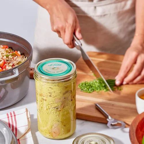 Miniatura 6 de Le Parfait Familia Wiss Terrine - Recipiente de vidrio francés de boca ancha con sistema hermético de 2 piezas tapas doradas, ideal para enlatar