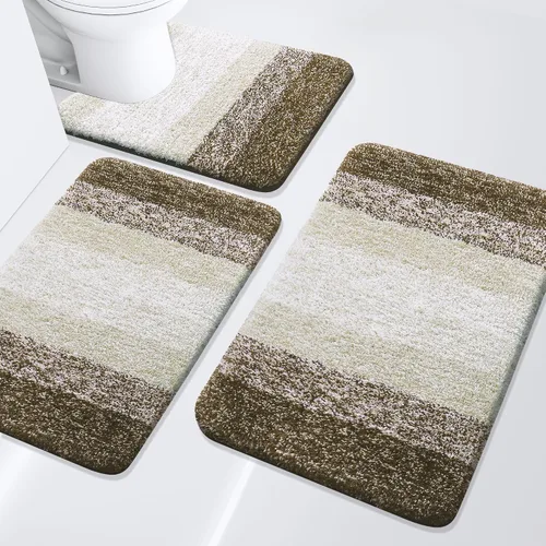 Miniatura 14 de Arotive - Juego de alfombras de baño de 3 piezas, alfombras de baño extra suaves y absorbentes, alfombrillas de baño lavables a máquina y que se