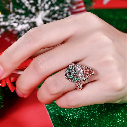 Miniatura 5 de Jeulia Anillo de compromiso de plata de ley inspirado en monstruos de Navidad, anillo de compromiso de circonita cúbica, anillo de compromiso