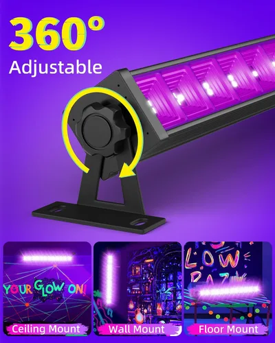 Miniatura 7 de Barra de luz negra de 45 W con cable de 6 pies + interruptor, cada una ilumina un área de 25x25 pies, luz de inundación LED de luz negra para neón